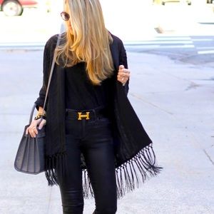 Sam Edelman Fringe Trim Embroidered Kimono